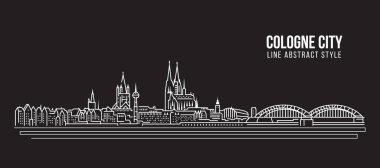 Cityscape Building Line Sanat Vektörü İllüstrasyon Tasarımı - Köln Şehri