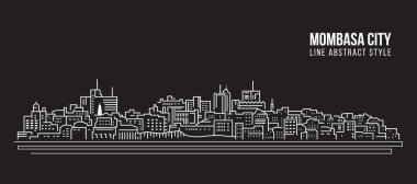 Cityscape Building Line Art Vector Illustration Design - Mombasa Şehri
