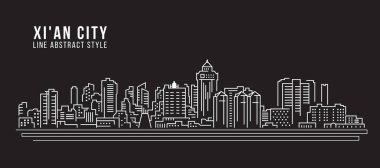 Cityscape Building Line art Vector Illustration design - Xi'an city