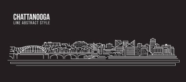 Cityscape Building Line Art Vector Illustration Design - Chattanooga Şehri