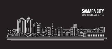 Cityscape Building Line Art Vector Illustration Design - Samara Şehri