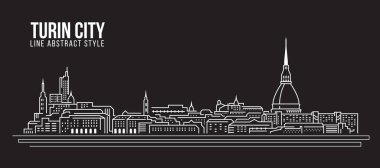 Cityscape Building Line Art Vector Illustration Design - Torino City