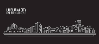 Cityscape Building Line Art Vector Illustration Design - Ljubljana Şehri