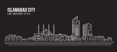 Cityscape Building Line Art Vector Illustration Design - İslamabad City