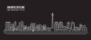 Cityscape Building Line Art Vector Illustration tasarımı - Jakarta City Skyline