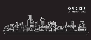 Cityscape Building Line art Vector Illustration design - Sendai city