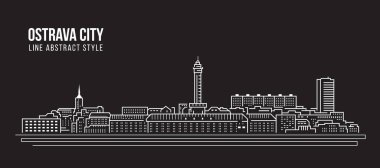 Cityscape Building Line Art Vector Illustration Design - Ostrava Şehri