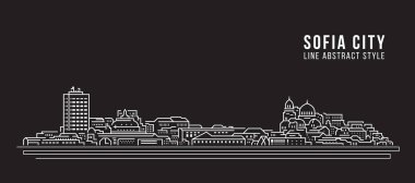 Cityscape Building Line Art Vector Illustration Design - Sofya Şehri