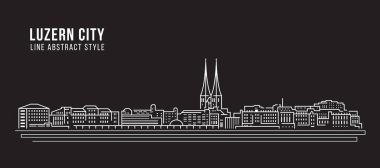 Cityscape Building Line art Vector Illustration design - Luzern city