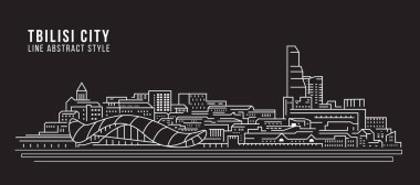 Cityscape Building Line Art Vector Illustration Design - Tiflis City