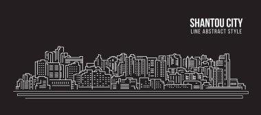 Cityscape Building Line art Vector Illustration design - Shantou city