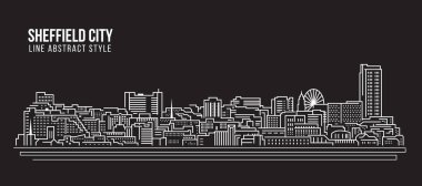 Cityscape Building Line Sanat Vektörü İllüstrasyon Tasarımı - Sheffield City