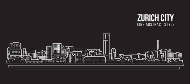Cityscape Building Line Art Vector Illustration Design - Zürih Şehri