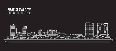 Cityscape Building Line Art Vector Illustration Design - Bratislava Şehri