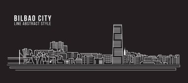 Cityscape Building Line Art Vector Illustration Design - Bilbao Şehri