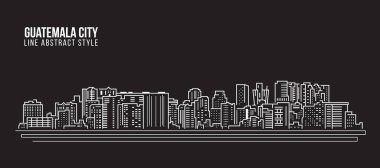 Cityscape Building Line Art Vector Illustration Design - Guatemala Şehri