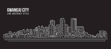 Cityscape Building Line Sanat Vektörü İllüstrasyon Tasarımı - Gwangju Şehri
