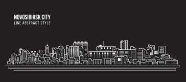 Cityscape Building Line Art Vector Illustration Design - Novosibirsk Şehri