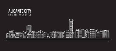 Cityscape Building Line art Vector Illustration design - Alicante city