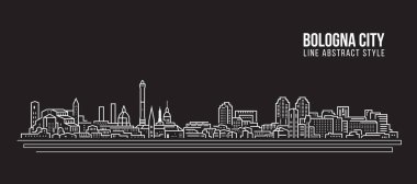 Cityscape Building Line Sanat Vektörü İllüstrasyon Tasarımı - Bolonya Şehri