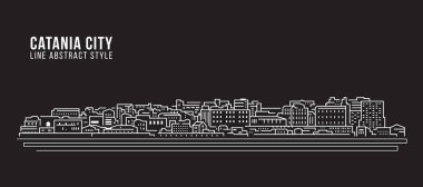 Cityscape Building Line art Vector Illustration design - Catania city