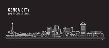 Cityscape Building Line art Vector Illustration design - Genoa city clipart