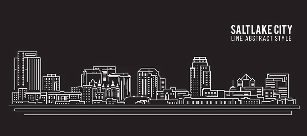 Diseño Ilustración Vectorial Arte Línea Construcción Paisajes Urbanos Salt Lake — Vector de stock