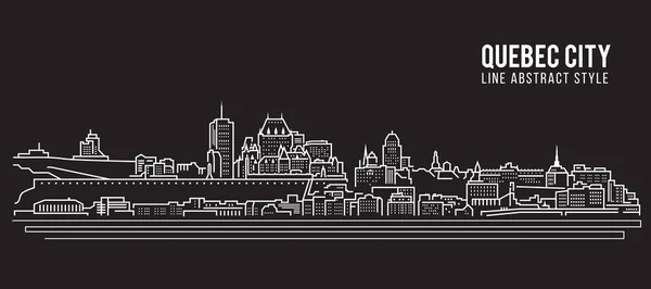 Cityscape Building Line Art Vector Illustration Design Quebec City — Vettoriale Stock