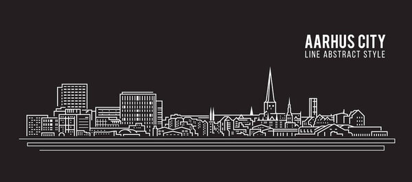 Cityscape Building Line Art Vector Illustration design - Орхус