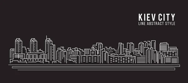 Cityscape Building Line Art Vector Diseño Ilustración Kiev City — Archivo Imágenes Vectoriales