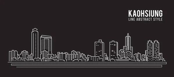Cityscape Building Line Art Vector Illustration Design Kaohsiung City — Stockový vektor
