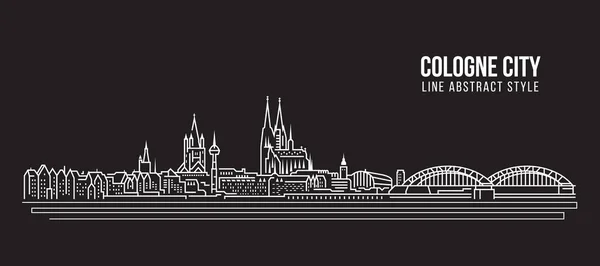 Cityscape Building Line Art Vector Illustration Design Cologne City — Stock Vector