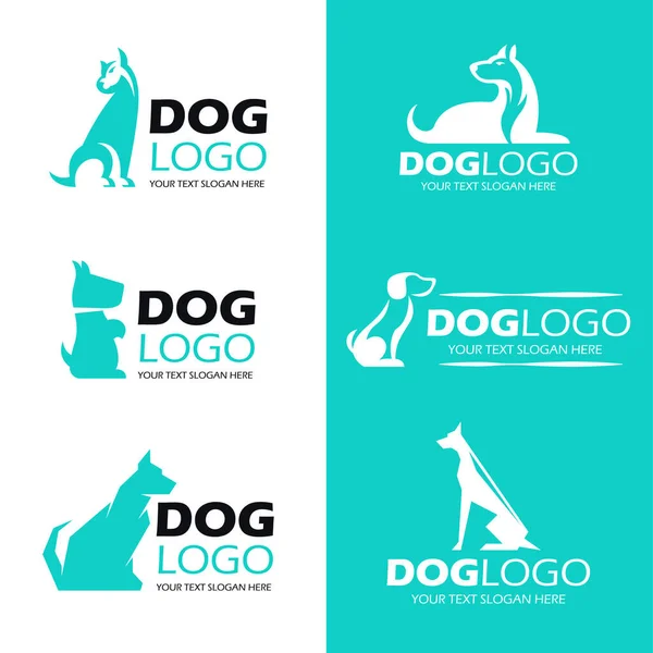 Dog Sit Logo Pet Logo Vektor Set Design — Stockvektor