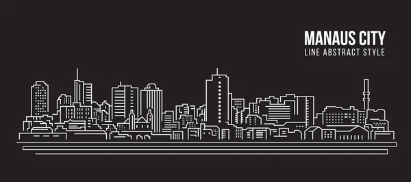 Cityscape Building Line Art Vector Illustration Design Manaus Città — Vettoriale Stock