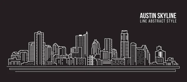 Cityscape Building Line Art Vector Illustration Design Austin Skyline Città — Vettoriale Stock