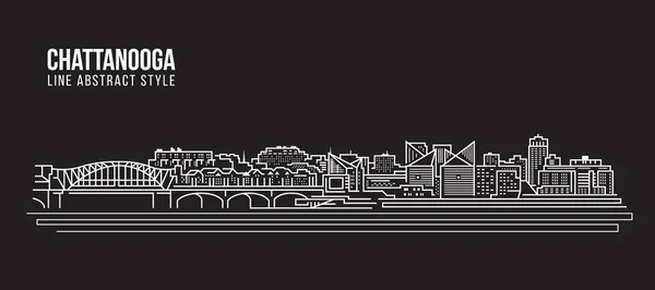 Cityscape Building Line Art Vector Illustratie Ontwerp Chattanooga Stad — Stockvector