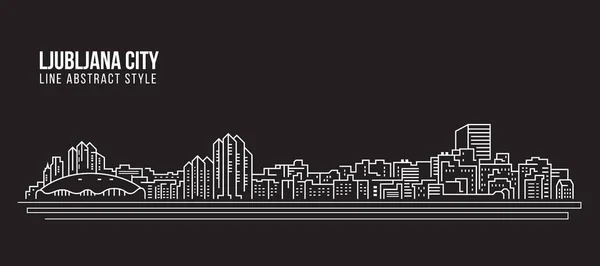 Cityscape Building Line Art Vector Diseño Ilustración Liubliana City — Archivo Imágenes Vectoriales