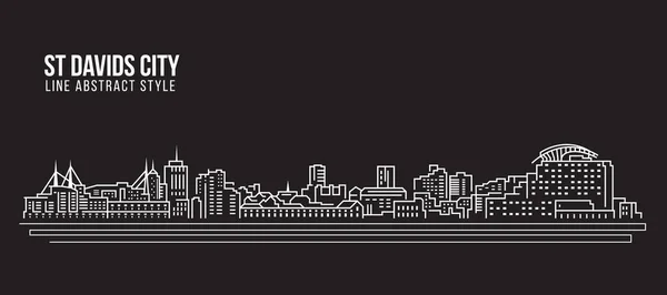 Cityscape Building Line Art Projekt Ilustracji Wektorowej Miasto Davids — Wektor stockowy