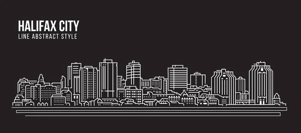 Stadtbild Gebäude Linie Kunst Vektor Illustration Design Halifax Stadt — Stockvektor