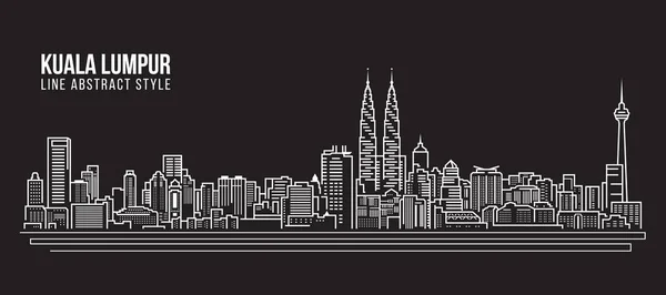 Cityscape Building Line Art Vector Illustration Design Kuala Lumpur Panorama — Stockový vektor