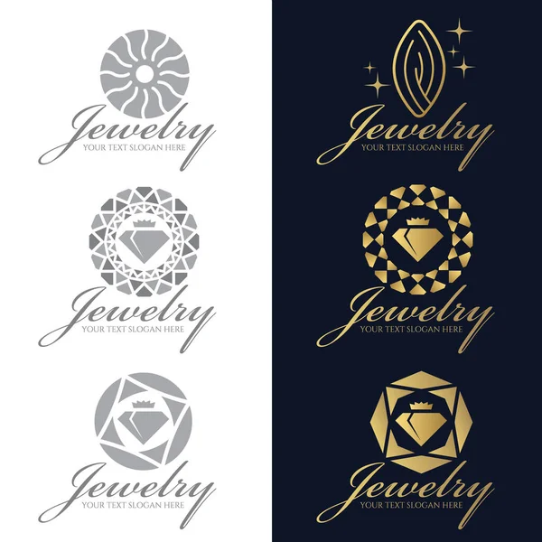 Золотий Сірий Логотип Ювелірних Виробів Векторний Набір Дизайн — стоковий вектор