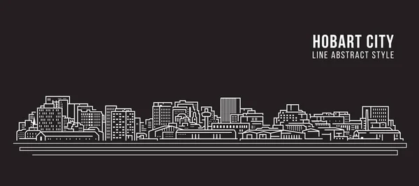 Paisaje Urbano Building Line Art Vector Diseño Ilustración Hobart City — Vector de stock