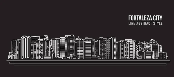 Cityscape Building Line Art Vector Illustration Design Fortaleza City — Stockový vektor