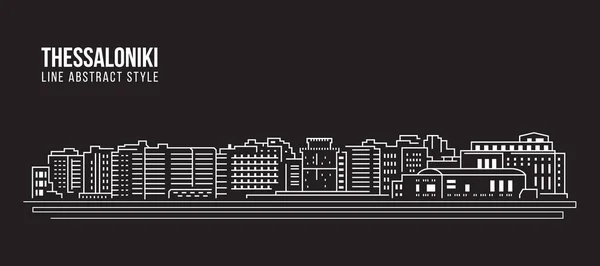 Дизайн Векторной Иллюстрации Cityscape Building Line Город Салоники — стоковый вектор