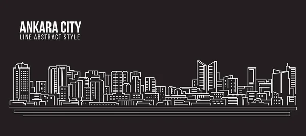 Paisaje Urbano Building Line Art Vector Diseño Ilustración Ciudad Ankara — Vector de stock