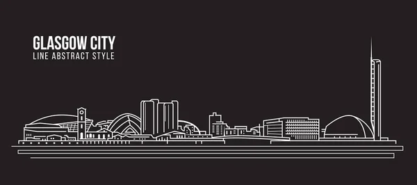 Stadtbild Gebäude Linie Kunst Vector Illustration Design Stadt Glasgow — Stockvektor