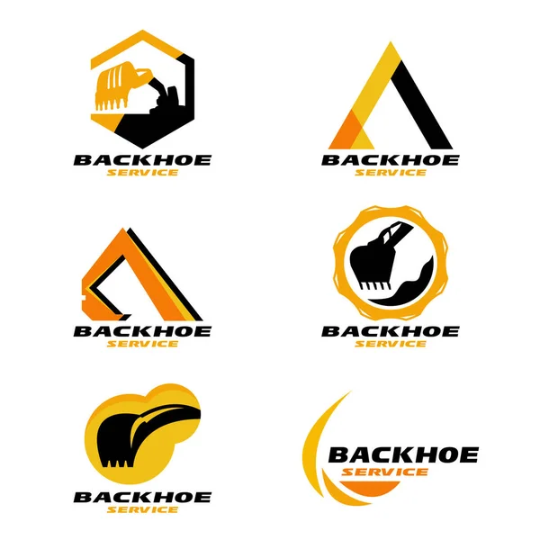Дизайн Векторного Логотипа Службы Желтый Черный Экскаватор — стоковый вектор