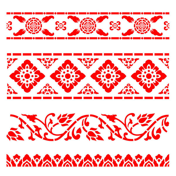 Line border pattern Asian traditional art Design Vector, Thai traditional design  (Lai Thai pattern)