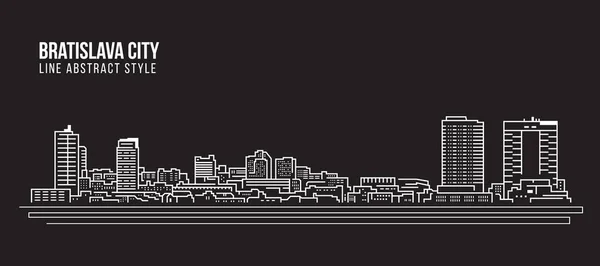 Cityscape Building Line Art Vector Illustration Design Bratislava City — 스톡 벡터