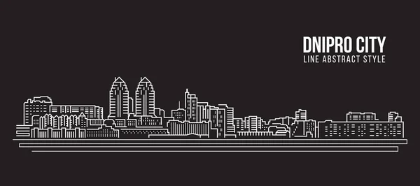 Cityscape Building Line art Vector Illustration design - Dnipro city
